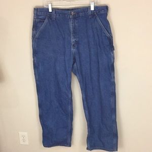 Carhartt Dungaree Fit Loose Original Fit Flannel Lined Carpenter Jeans 38-30